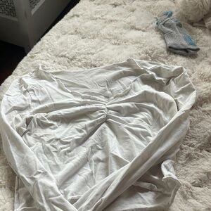 Brandy Melville White Ruched Top